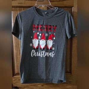 Gray Christmas Gnome Short Sleeve Tee